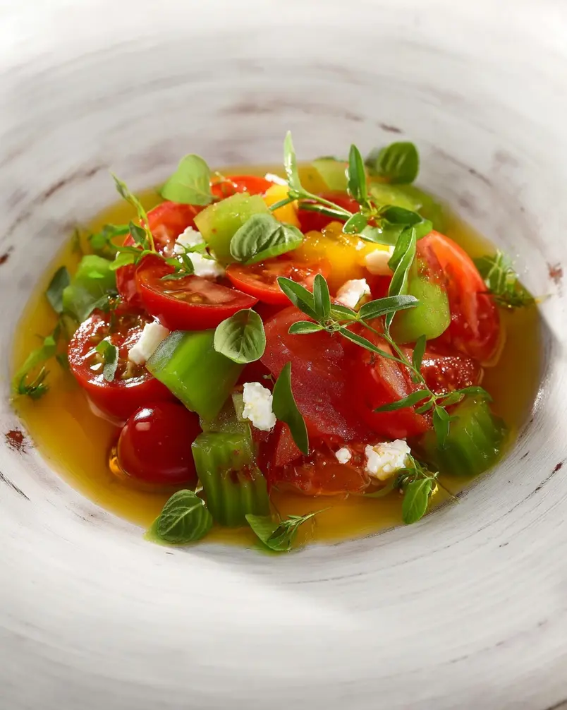 Cactus salad with tomato and cottage cheese 2 Cooking process image