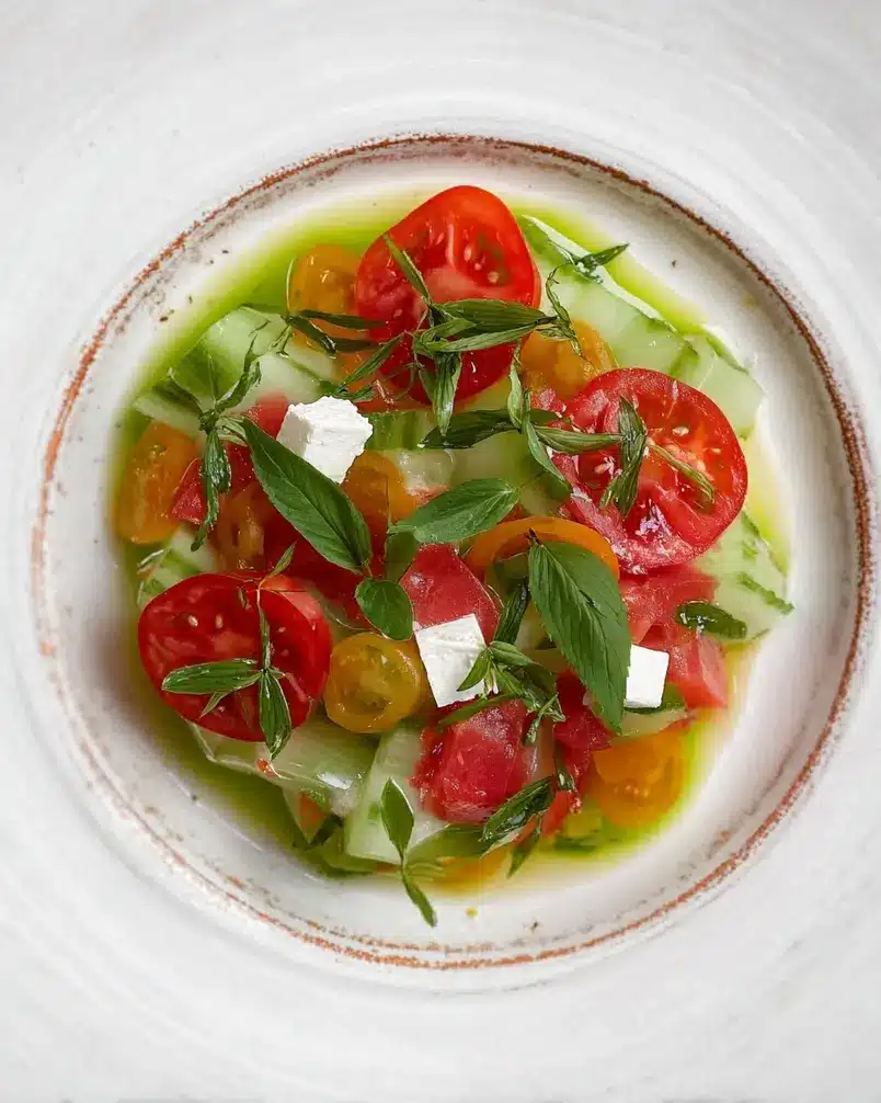 Cactus salad with tomato and cottage cheese 3 Recipe preparation image
