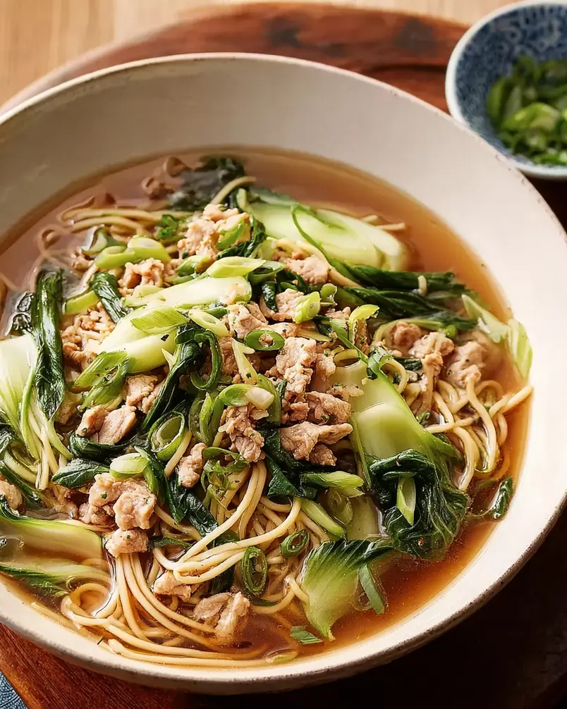 Brothy Ginger-Soy Noodles with Turkey & Bok Choy