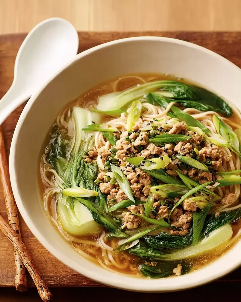 Brothy Ginger-Soy Noodles with Turkey & Bok Choy 3 Cooking process image