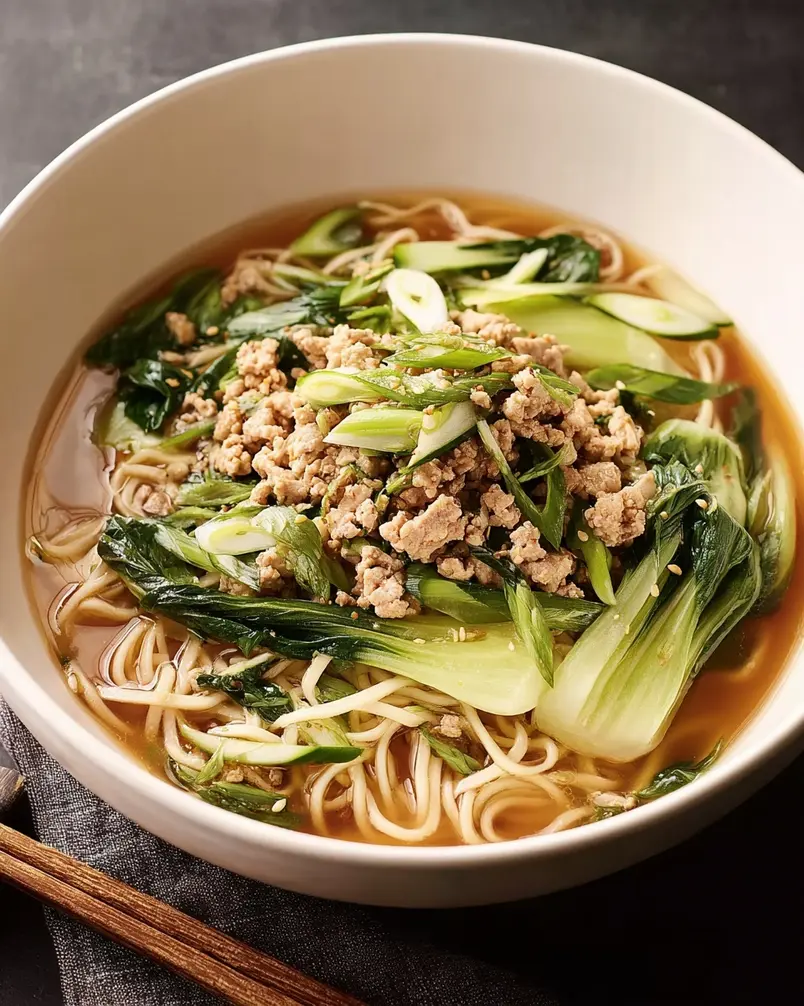 Brothy Ginger-Soy Noodles with Turkey & Bok Choy 2 Recipe preparation image